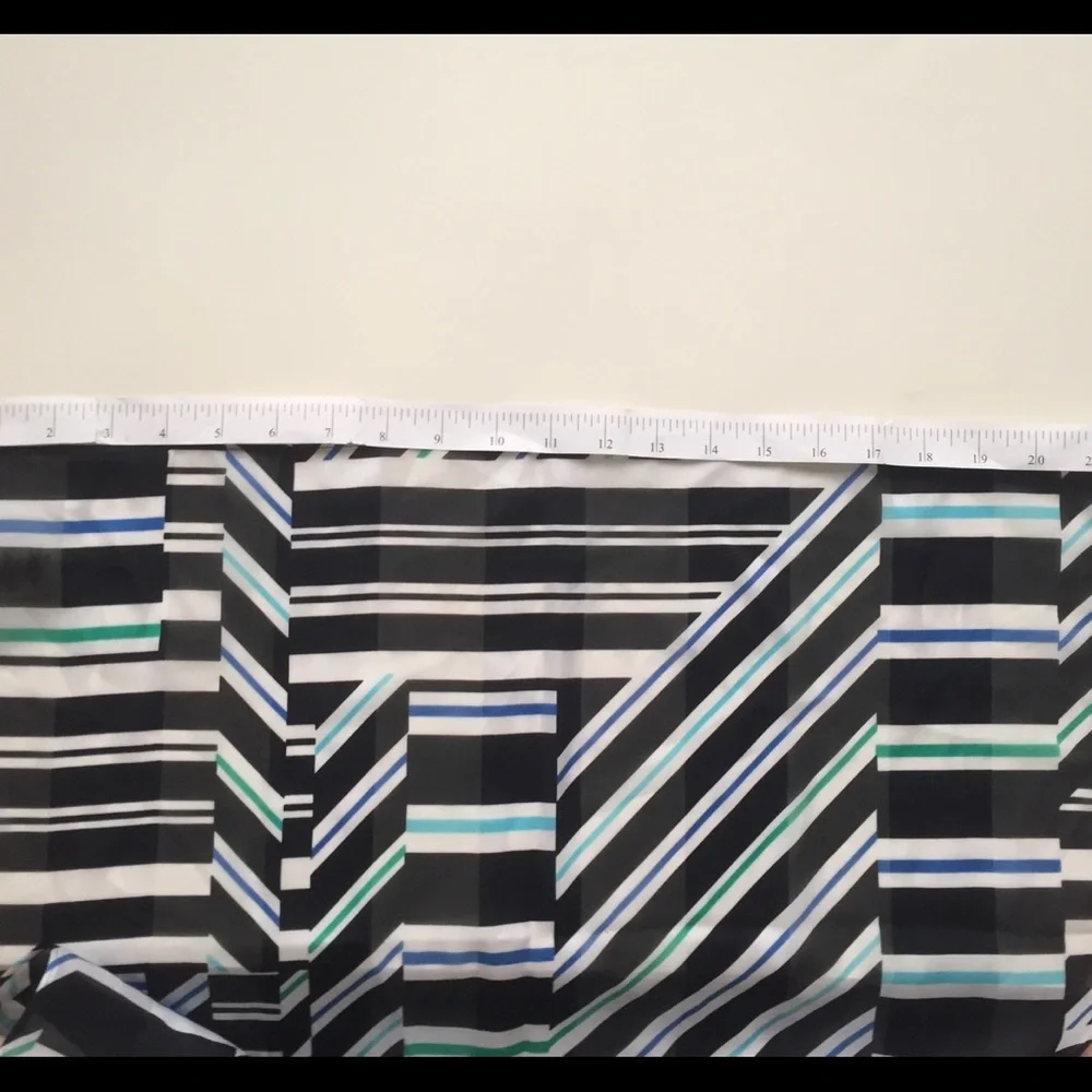 Large Sheer Scarf Calvin Klein Geometric Striped Print Blue Green White Black